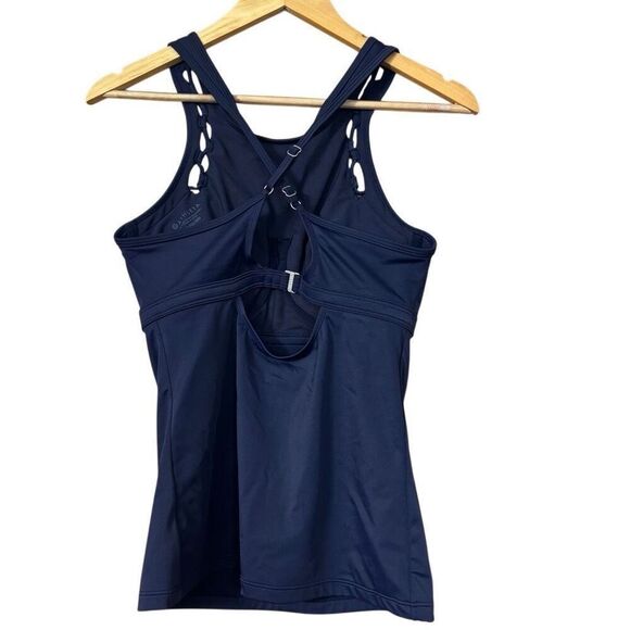 Athleta High Neck Bra Cup Loop Tankini Top blue 34D / DD - Picture 2 of 11